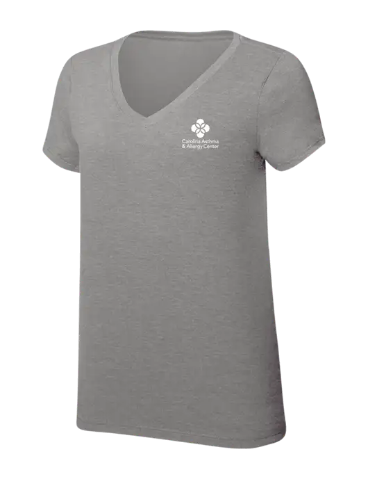 Womens Simply Soft V-Neck Grey Frost 4.5oz  Poly/Combed Ring Spun Cotton T-Shirt w/Carolina Asthma Logo