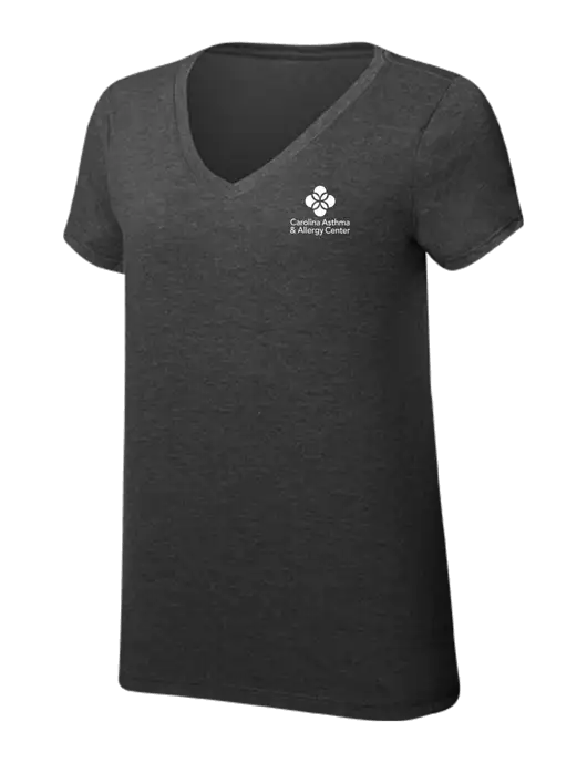 Womens Simply Soft V-Neck Black Frost 4.5oz  Poly/Combed Ring Spun Cotton T-Shirt w/Carolina Asthma Logo