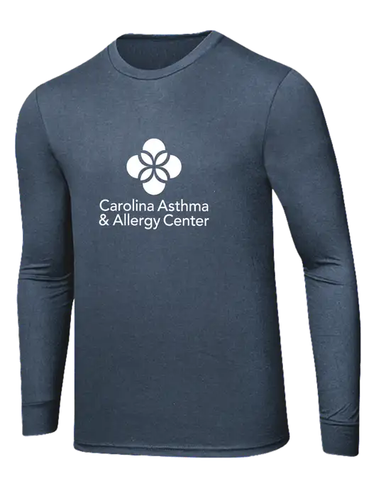 Simply Soft Long Sleeve Navy Frost 4.5 oz, Poly/Combed Ring Spun Cotton T-Shirt w/Carolina Asthma Logo