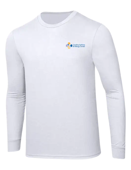 Simply Soft Long Sleeve White 4.5 oz, Poly/Combed Ring Spun Cotton T-Shirt w/Carolina Asthma Logo