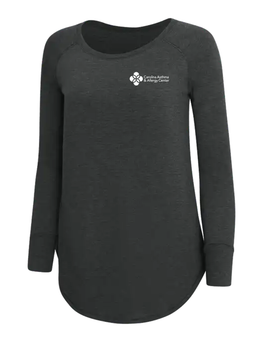 Womens Perfect Wide Collar Tunic Tri-Blend Black Frost 4.5 oz T-Shirt w/Carolina Asthma Logo