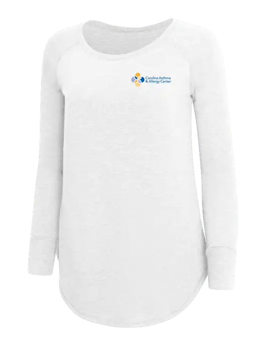 Womens Perfect Wide Collar Tunic Tri-Blend White 4.5 oz T-Shirt w/Carolina Asthma Logo