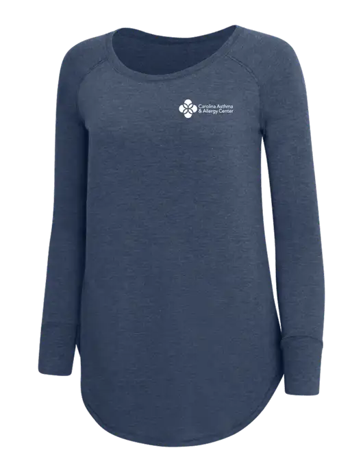 Womens Perfect Wide Collar Tunic Tri-Blend Navy Frost 4.5 oz T-Shirt w/Carolina Asthma Logo