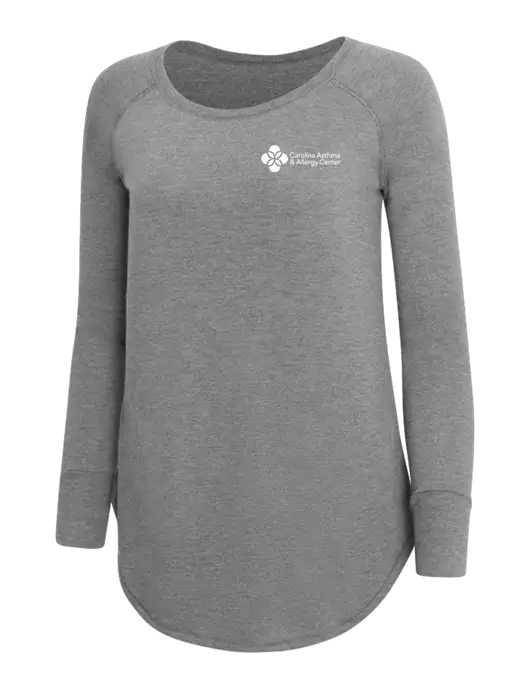 Womens Perfect Wide Collar Tunic Tri-Blend Grey Frost 4.5 oz T-Shirt w/Carolina Asthma Logo