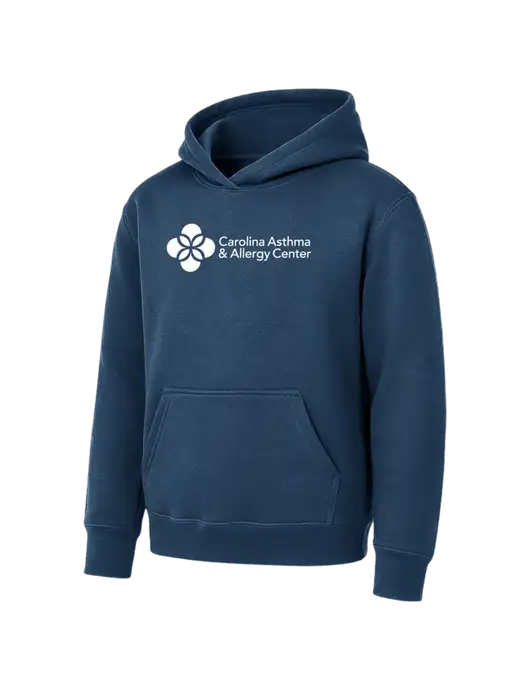 Youth Navy 7.8 oz Pullover Hooded Sweatshirt w/Carolina Asthma Logo