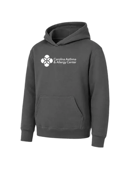 Youth Charcoal 7.8 oz Pullover Hooded Sweatshirt w/Carolina Asthma Logo