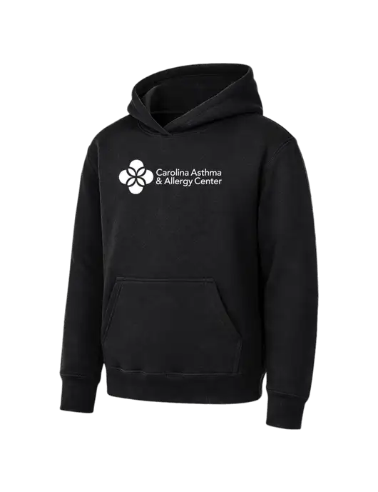 Youth Black 7.8 oz Pullover Hooded Sweatshirt w/Carolina Asthma Logo