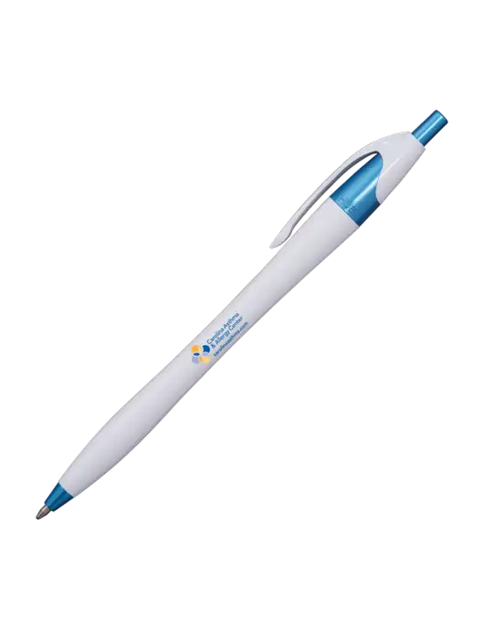 Novella White/Blue Shimmer Pen - Blue Ink w/Carolina Asthma Logo