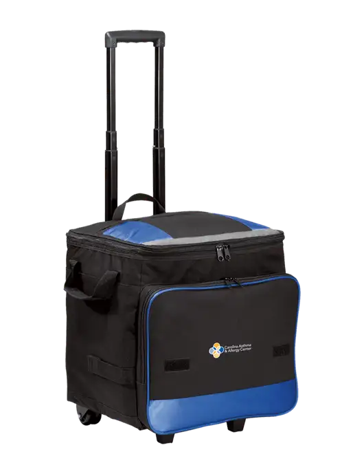 Twilight Blue Rolling Cooler w/Carolina Asthma Logo
