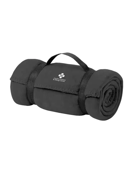 Casual Midnight Heather Fleece Blanket With Strap w/Carolina Asthma Logo