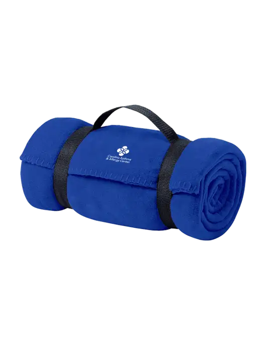 Casual Royal Fleece Blanket With Strap  w/Carolina Asthma Logo