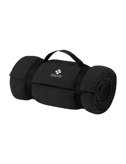 Casual Black Fleece Blanket With Strap w/Carolina Asthma Logo