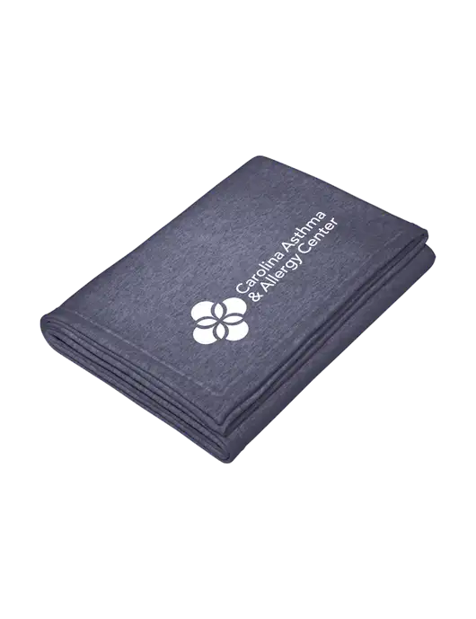 Core Heather Navy Fleece Sweatshirt Blanket w/Carolina Asthma Logo