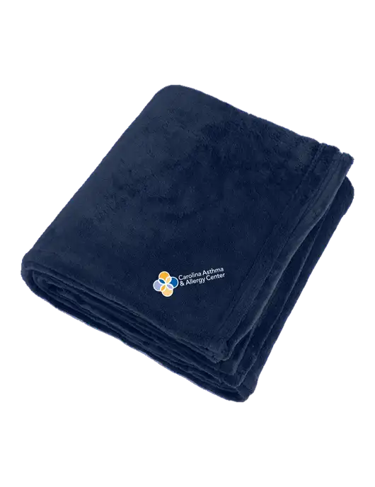 Oversized Deep Navy Ultra Plush Blanket w/Carolina Asthma Logo