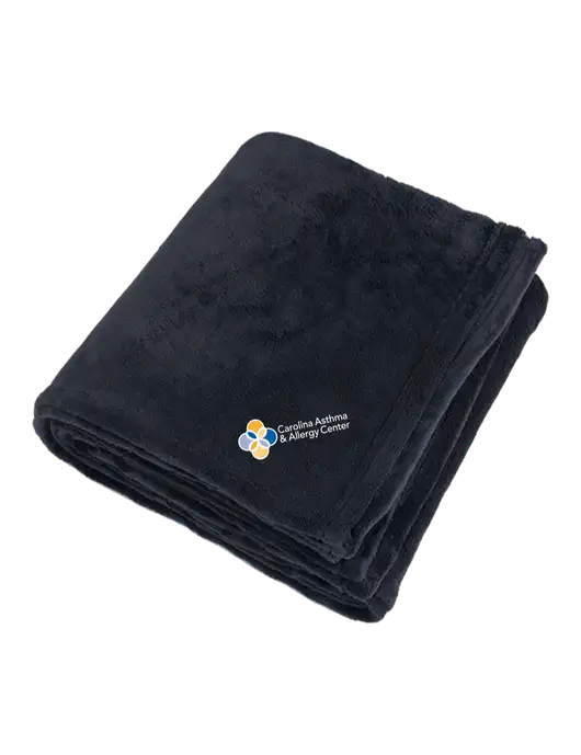 Oversized Deep Black Ultra Plush Blanket w/Carolina Asthma Logo