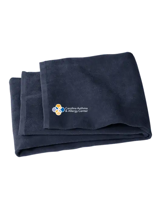 Navy Beach Towel w/Carolina Asthma Logo