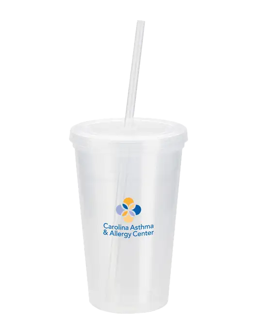 Sorrento Clear 16 oz Tumbler with Lid & Straw w/Carolina Asthma Logo
