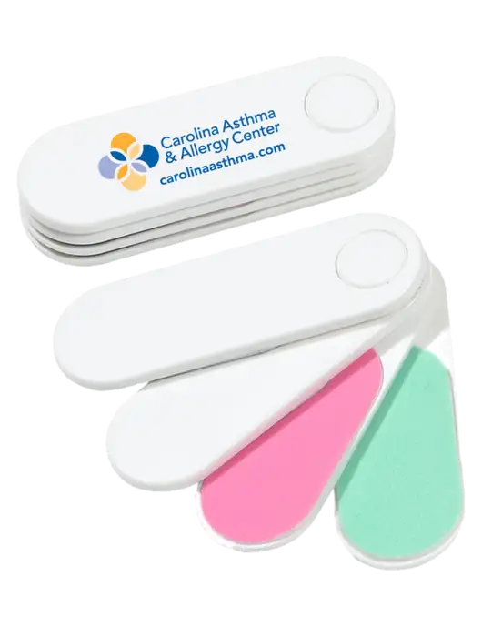 White Folding Nail Files & Buffer w/Carolina Asthma Logo