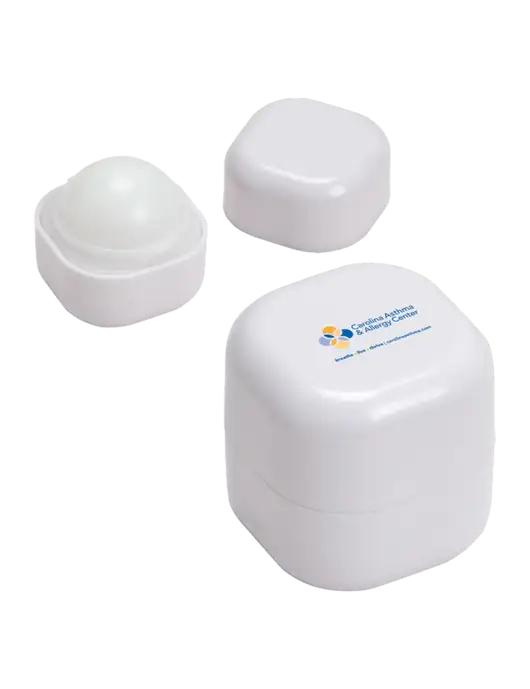 White Chap Cube Vanilla Lip Balm w/Carolina Asthma Logo