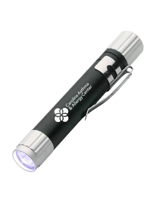 Black Aluminum LED Penlight w/Carolina Asthma Logo