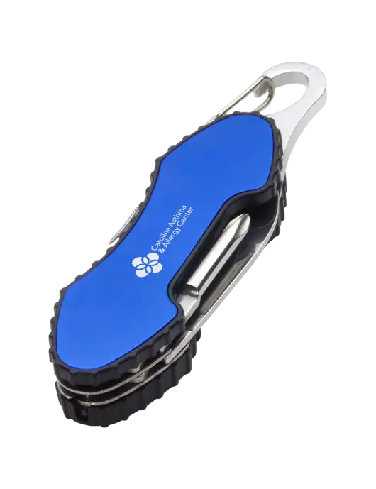 Blue 6 in 1 Tool with Carabiner w/Carolina Asthma Logo