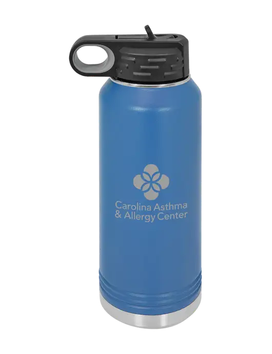 Polar Camel 32 oz Powder Coated Royal Vacuum Insulated Water Bottle w/Carolina Asthma Logo