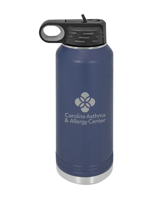 Polar Camel 32 oz Powder Coated Navy Vacuum Insulated Water Bottle w/Carolina Asthma Logo