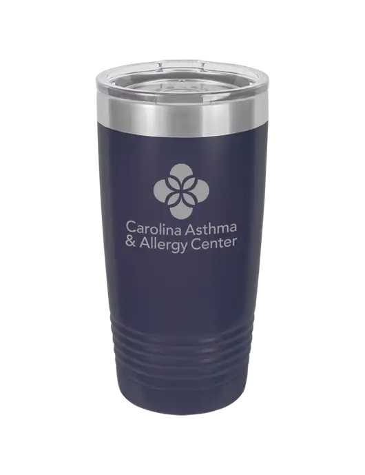 Polar Camel 20 oz Powder Coated Navy Vacuum Insulated Tumbler w/Carolina Asthma Logo