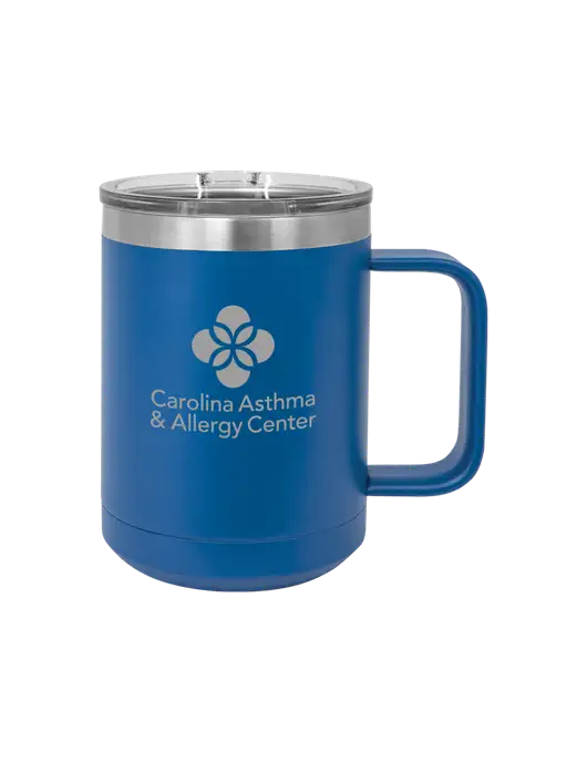 Polar Camel 15 oz Powder Coated Royal Vacuum Insulated Mug with Slider Lid w/Carolina Asthma Logo