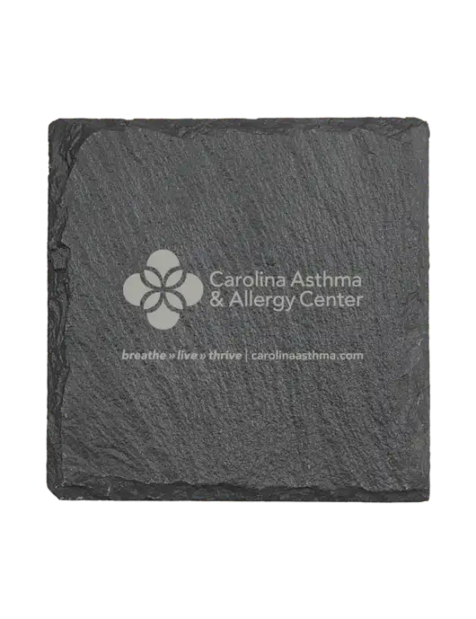 Square Slate Coaster, 4 x 4 w/Carolina Asthma Logo