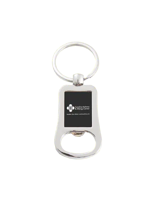 Silver & Black Bottle Opener Keychain w/Carolina Asthma Logo