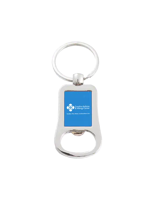 Silver & Blue Bottle Opener Keychain w/Carolina Asthma Logo