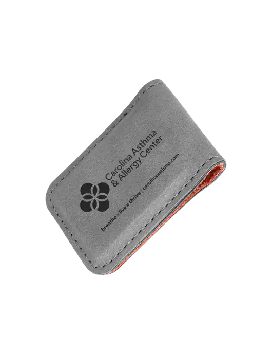 Gray Leatherette Money Clip w/Carolina Asthma Logo
