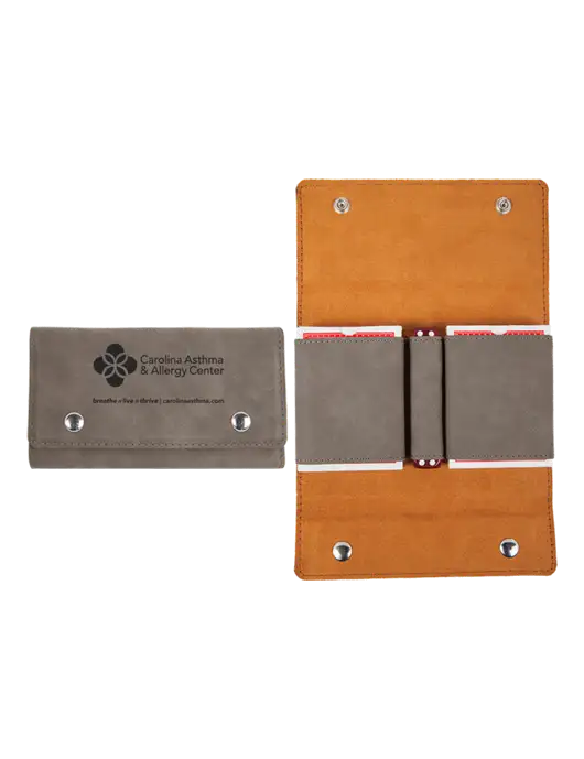 Grey Leatherette Card & Dice Set w/Carolina Asthma Logo