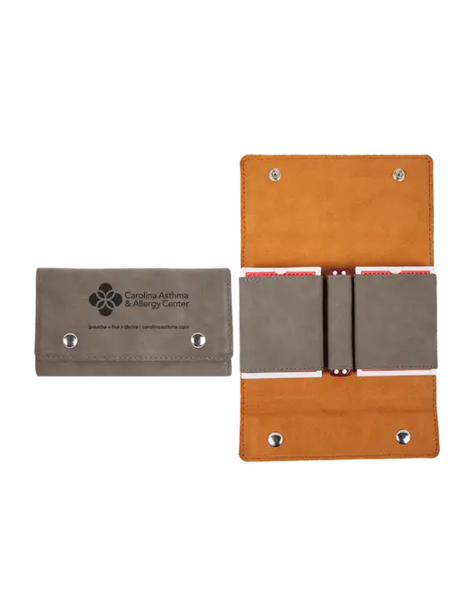 Grey Leatherette Card & Dice Set w/Carolina Asthma Logo