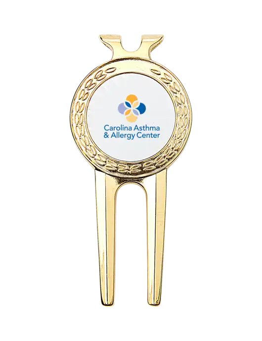 Gold Divot Tool, 1.5 x 3 w/Carolina Asthma Logo