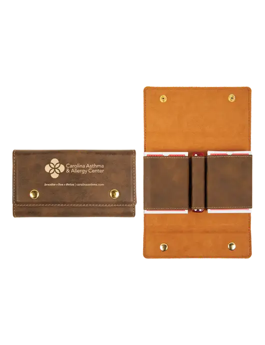 Rustic Leatherette Card & Dice Set w/Carolina Asthma Logo