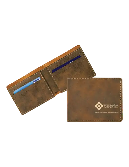 Rustic Leatherette Bifold Wallet w/Carolina Asthma Logo