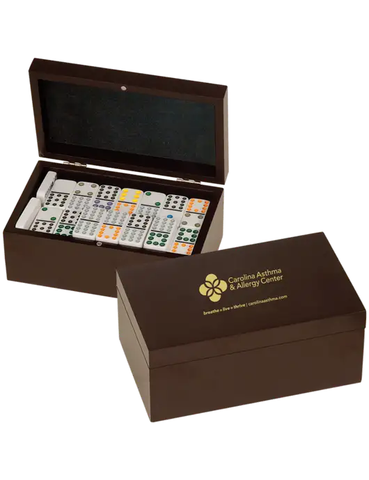Rosewood Double Twelves 91 Piece Dominos Set w/Carolina Asthma Logo
