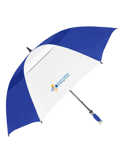 Royal/White Vented Typhoon Tamer Golf Umbrella w/Carolina Asthma Logo