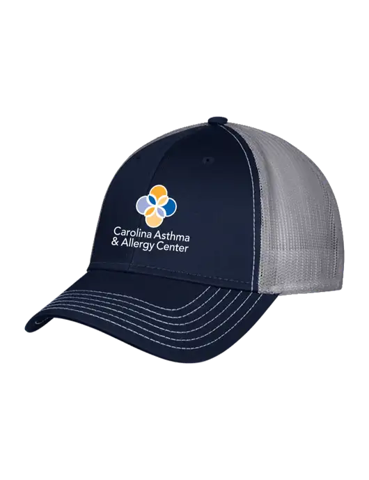 Navy & Grey Mesh Trucker Cap Snap Back w/Carolina Asthma Logo