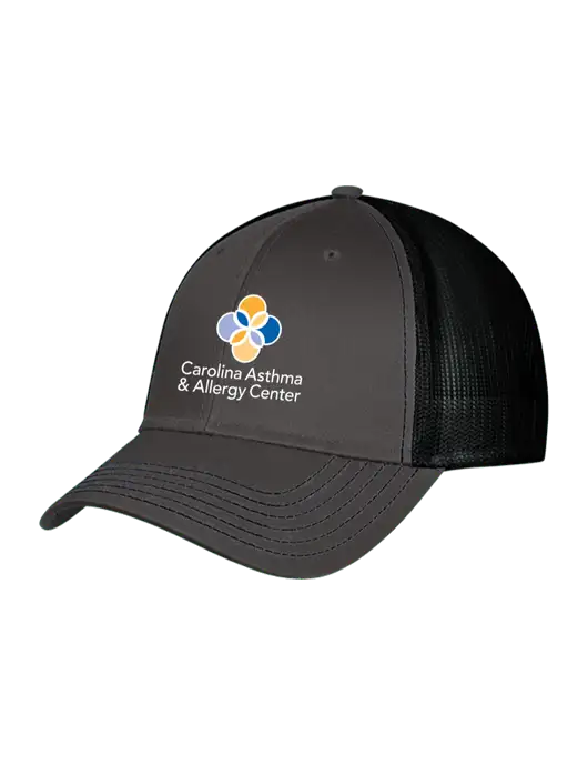 Charcoal & Black Mesh Trucker Cap Snap Back w/Carolina Asthma Logo