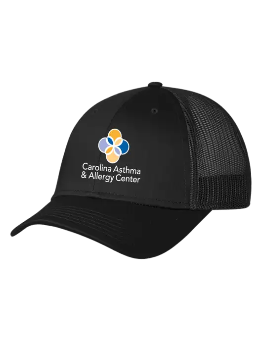 Black Mesh Trucker Cap Snap Back w/Carolina Asthma Logo