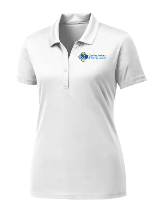 Womens White PosiCharge Competitor Polo w/Carolina Asthma Logo