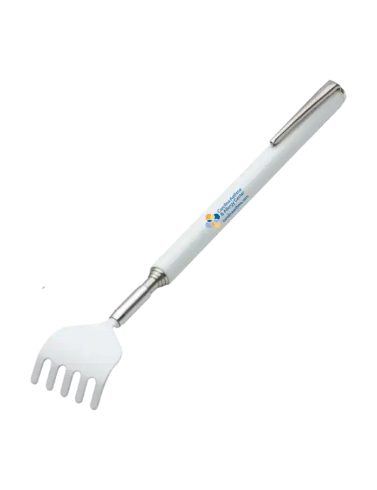 Telescopic White Back Scratcher w/Carolina Asthma Logo