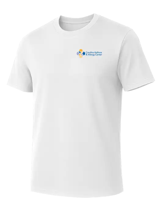 Allmade Bright White Organic Cotton Tee w/Carolina Asthma Logo