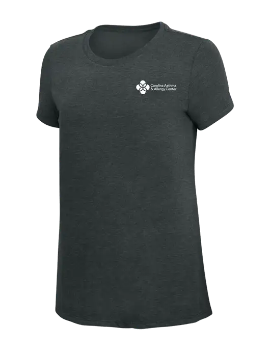 Womens Simply Soft Black Frost 4.5oz Poly/Combed Ring Spun Cotton T-Shirt w/Carolina Asthma Logo