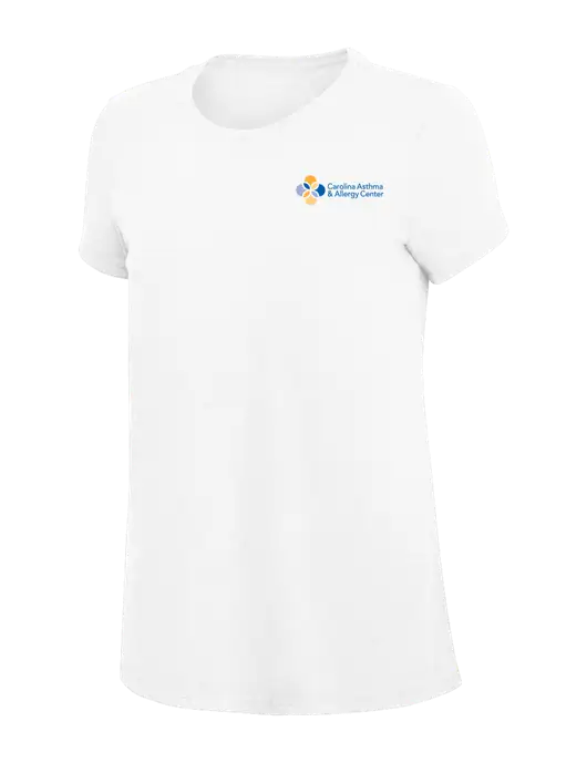 Womens Simply Soft White 4.5oz Poly/Combed Ring Spun Cotton T-Shirt
 w/Carolina Asthma Logo