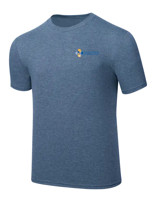 Simply Soft Light Slate Blue Heathered 4.5oz  Poly/Combed Ring Spun Cotton T-Shirt w/Carolina Asthma Logo