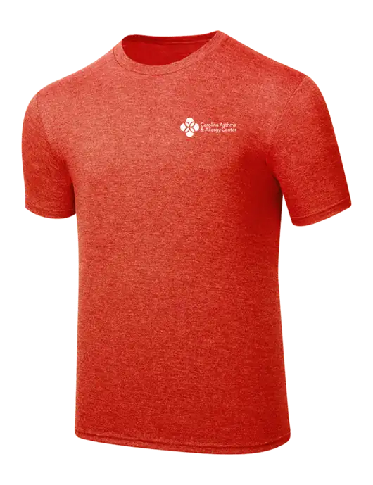 Simply Soft Dark Orange Heathered 4.5oz  Poly/Combed Ring Spun Cotton T-Shirt w/Carolina Asthma Logo